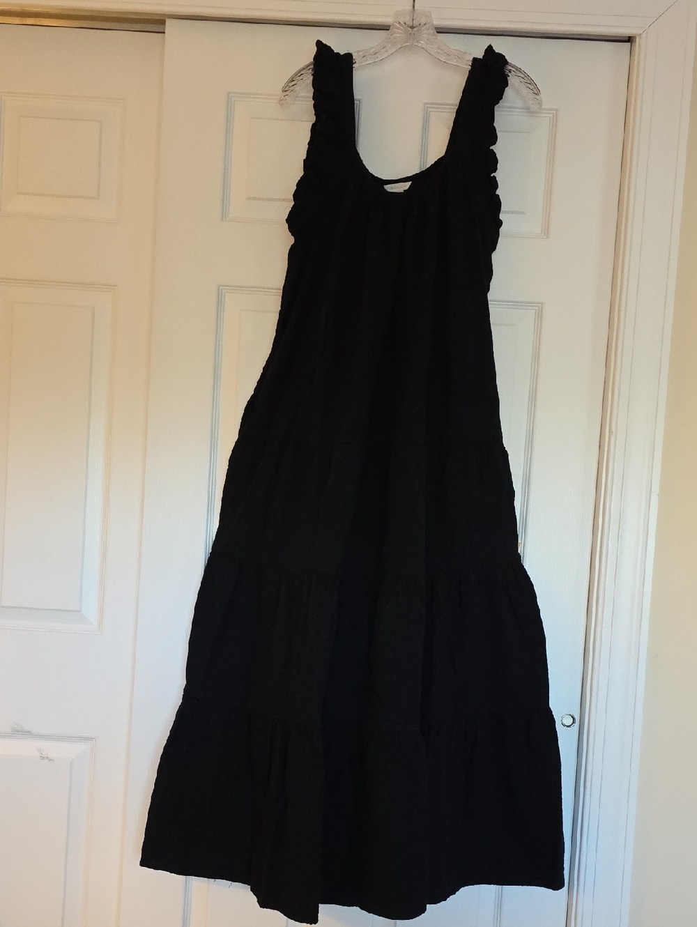 Caslon Black Tiered Ruffled Strap Maxi Dress